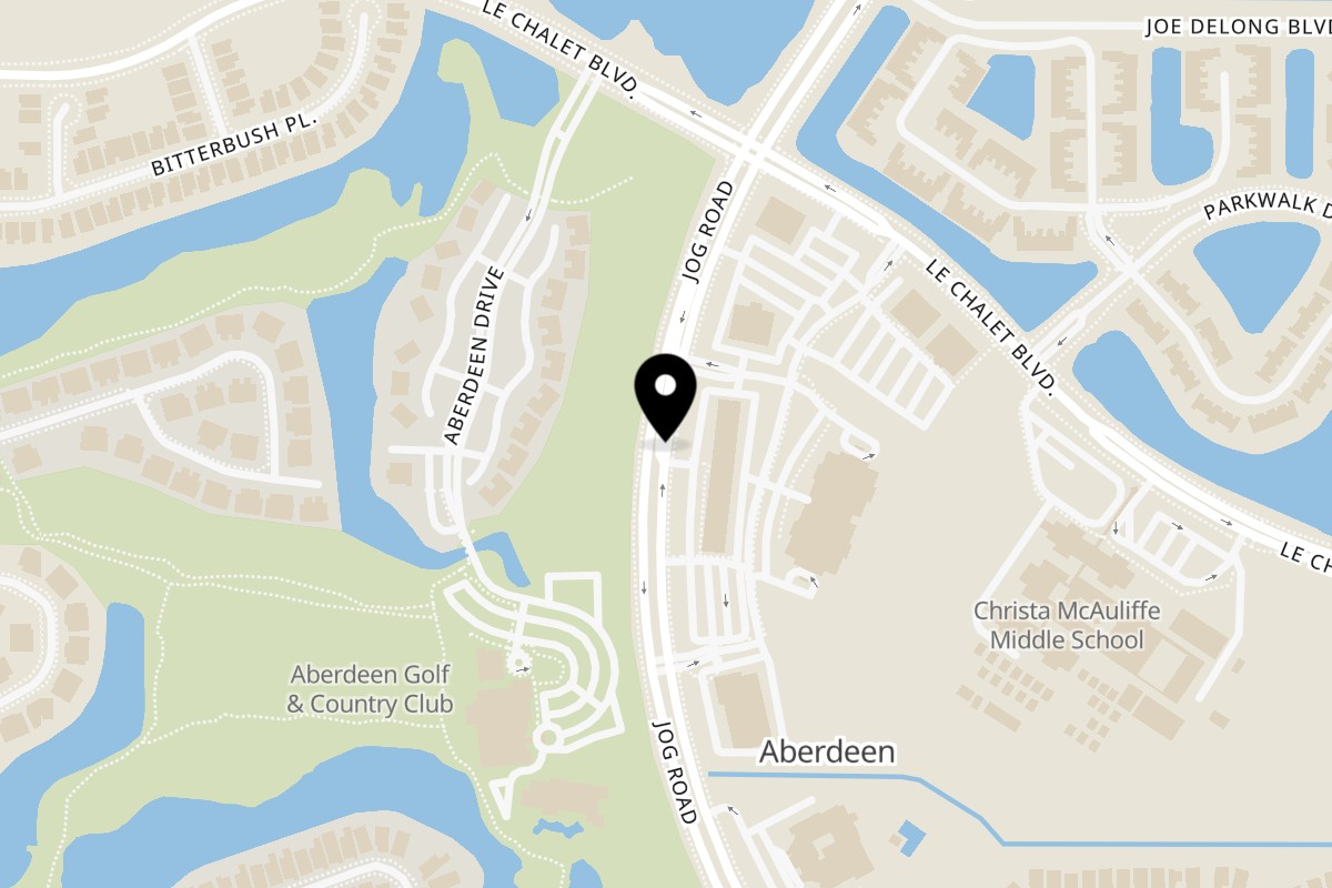 Map showing the location of DeLuca's Italian Kitchen & Bar on 8260 S Jog Rd in Boynton Beach